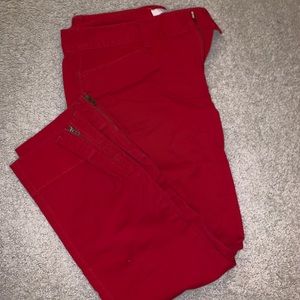red cropped ankle pant